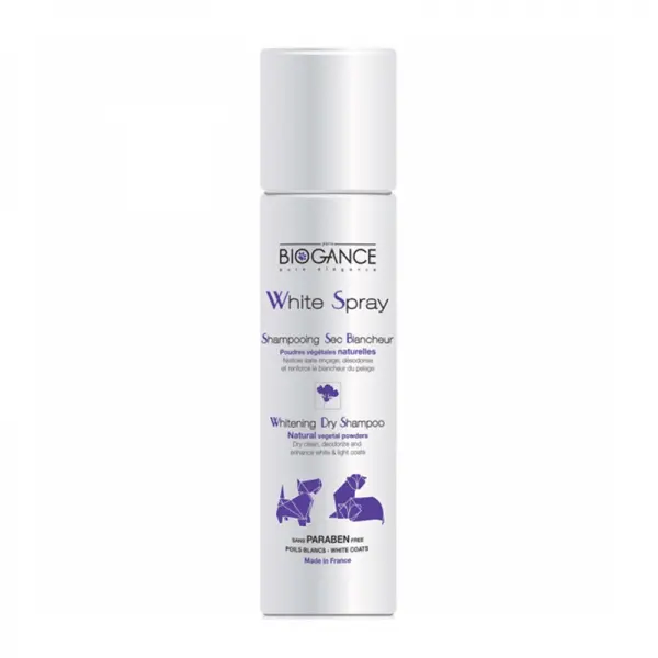 White Spray Perro y Gato Shampoo en Seco Para Pelo Blanco