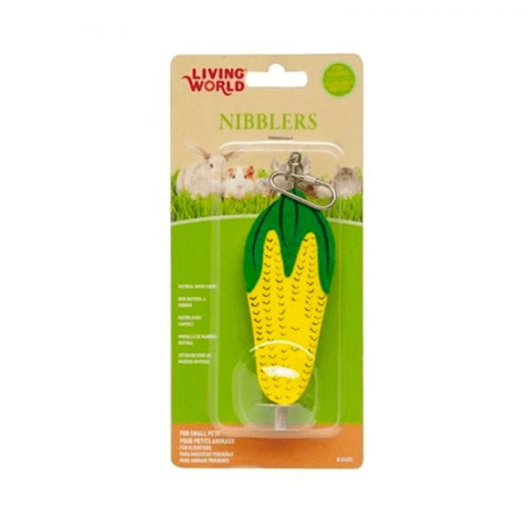 Madera masticar maíz con gancho de Living World