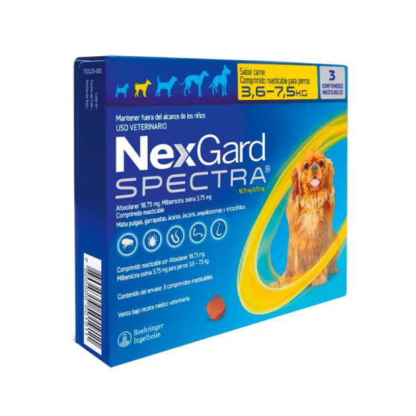 Nexgard Spectra 3.6 a 7.5Kg – 3 Comprimido