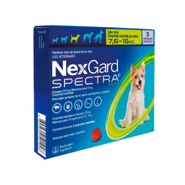 Nexgard Spectra 7.6 a 15Kg – 3 Comprimidos