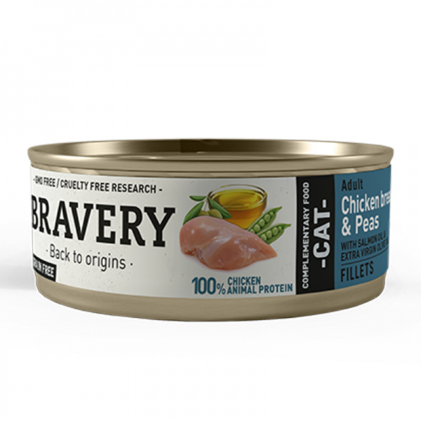 Bravery Lata Chicken Breast and Peast Adult Cat 70gr